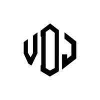 VDJ letter logo design with polygon shape. VDJ polygon and cube shape logo design. VDJ hexagon vector logo template white and black colors. VDJ monogram, business and real estate logo.