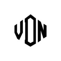 diseño de logotipo de letra vdn con forma de polígono. diseño de logotipo en forma de cubo y polígono vdn. plantilla de logotipo vectorial hexagonal vdn colores blanco y negro. monograma vdn, logotipo comercial e inmobiliario. vector