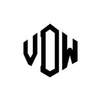 VDW letter logo design with polygon shape. VDW polygon and cube shape logo design. VDW hexagon vector logo template white and black colors. VDW monogram, business and real estate logo.