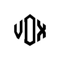 VDX letter logo design with polygon shape. VDX polygon and cube shape logo design. VDX hexagon vector logo template white and black colors. VDX monogram, business and real estate logo.