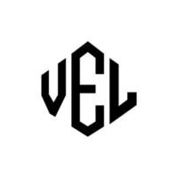 diseño de logotipo de letra vel con forma de polígono. diseño de logotipo de forma de cubo y polígono de vel. vel hexagon vector logo plantilla colores blanco y negro. monograma de vel, logotipo comercial e inmobiliario.