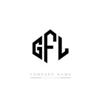 GFL letter logo design with polygon shape. GFL polygon and cube shape logo design. GFL hexagon vector logo template white and black colors. GFL monogram, business and real estate logo.