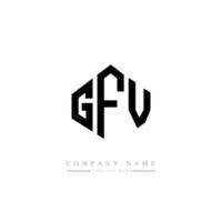 GFV letter logo design with polygon shape. GFV polygon and cube shape logo design. GFV hexagon vector logo template white and black colors. GFV monogram, business and real estate logo.