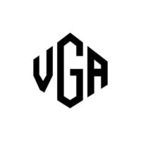 VGA letter logo design with polygon shape. VGA polygon and cube shape logo design. VGA hexagon vector logo template white and black colors. VGA monogram, business and real estate logo.