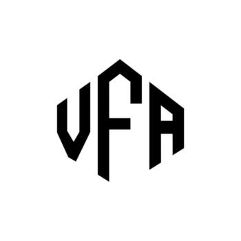 VFA letter logo design with polygon shape. VFA polygon and cube shape logo design. VFA hexagon vector logo template white and black colors. VFA monogram, business and real estate logo.