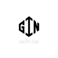 GIN letter logo design with polygon shape. GIN polygon and cube shape logo design. GIN hexagon vector logo template white and black colors. GIN monogram, business and real estate logo.