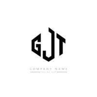 GJT letter logo design with polygon shape. GJT polygon and cube shape logo design. GJT hexagon vector logo template white and black colors. GJT monogram, business and real estate logo.