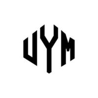 diseño de logotipo de letra uym con forma de polígono. uym polígono y diseño de logotipo en forma de cubo. uym hexágono vector logo plantilla colores blanco y negro. monograma uym, logotipo empresarial y inmobiliario.