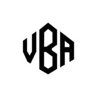 diseño de logotipo de letra vba con forma de polígono. diseño de logotipo de forma de cubo y polígono vba. plantilla de logotipo vectorial hexagonal vba colores blanco y negro. monograma vba, logotipo empresarial y inmobiliario. vector
