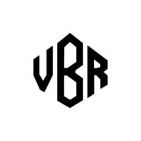 diseño de logotipo de letra vbr con forma de polígono. vbr polígono y diseño de logotipo en forma de cubo. vbr hexágono vector logo plantilla colores blanco y negro. monograma vbr, logotipo comercial e inmobiliario.