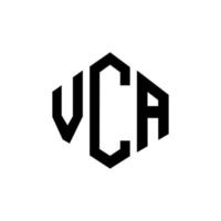 VCA letter logo design with polygon shape. VCA polygon and cube shape logo design. VCA hexagon vector logo template white and black colors. VCA monogram, business and real estate logo.