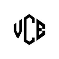 VCE letter logo design with polygon shape. VCE polygon and cube shape logo design. VCE hexagon vector logo template white and black colors. VCE monogram, business and real estate logo.