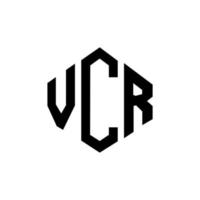 VCR letter logo design with polygon shape. VCR polygon and cube shape logo design. VCR hexagon vector logo template white and black colors. VCR monogram, business and real estate logo.