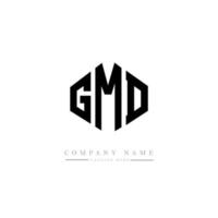 GMD letter logo design with polygon shape. GMD polygon and cube shape logo design. GMD hexagon vector logo template white and black colors. GMD monogram, business and real estate logo.