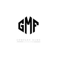 diseño de logotipo de letra gmf con forma de polígono. Diseño de logotipo en forma de cubo y polígono gmf. gmf hexágono vector logo plantilla colores blanco y negro. monograma gmf, logotipo comercial e inmobiliario.