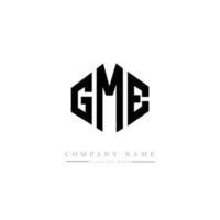 GME letter logo design with polygon shape. GME polygon and cube shape logo design. GME hexagon vector logo template white and black colors. GME monogram, business and real estate logo.