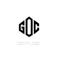 GOC letter logo design with polygon shape. GOC polygon and cube shape logo design. GOC hexagon vector logo template white and black colors. GOC monogram, business and real estate logo.