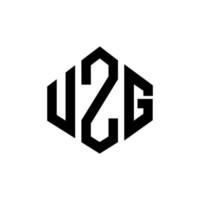 UZG letter logo design with polygon shape. UZG polygon and cube shape logo design. UZG hexagon vector logo template white and black colors. UZG monogram, business and real estate logo.