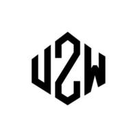 UZW letter logo design with polygon shape. UZW polygon and cube shape logo design. UZW hexagon vector logo template white and black colors. UZW monogram, business and real estate logo.