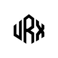 diseño de logotipo de letra urx con forma de polígono. diseño de logotipo en forma de cubo y polígono urx. urx hexágono vector logo plantilla colores blanco y negro. monograma urx, logotipo comercial e inmobiliario.