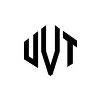 UVT letter logo design with polygon shape. UVT polygon and cube shape logo design. UVT hexagon vector logo template white and black colors. UVT monogram, business and real estate logo.