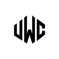 diseño de logotipo de letra uwc con forma de polígono. diseño de logotipo en forma de cubo y polígono uwc. Plantilla de logotipo vectorial hexagonal uwc colores blanco y negro. Monograma uwc, logotipo empresarial y inmobiliario. vector