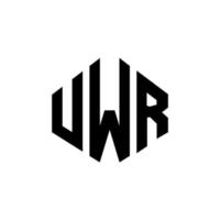 UWR letter logo design with polygon shape. UWR polygon and cube shape logo design. UWR hexagon vector logo template white and black colors. UWR monogram, business and real estate logo.