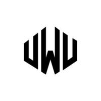 UWU letter logo design with polygon shape. UWU polygon and cube shape logo design. UWU hexagon vector logo template white and black colors. UWU monogram, business and real estate logo.
