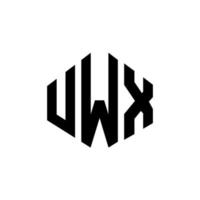 UWX letter logo design with polygon shape. UWX polygon and cube shape logo design. UWX hexagon vector logo template white and black colors. UWX monogram, business and real estate logo.