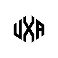 UXA letter logo design with polygon shape. UXA polygon and cube shape logo design. UXA hexagon vector logo template white and black colors. UXA monogram, business and real estate logo.