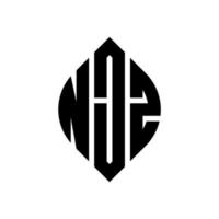 diseño de logotipo de letra circular njz con forma de círculo y elipse. njz letras elipses con estilo tipográfico. las tres iniciales forman un logo circular. njz círculo emblema resumen monograma letra marca vector. vector