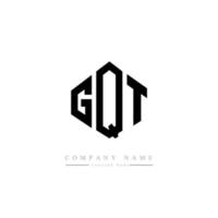 GQT letter logo design with polygon shape. GQT polygon and cube shape logo design. GQT hexagon vector logo template white and black colors. GQT monogram, business and real estate logo.