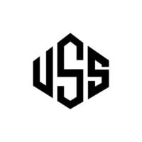 diseño de logotipo de letra uss con forma de polígono. diseño de logotipo en forma de cubo y polígono uss. uss hexágono vector logo plantilla colores blanco y negro. monograma uss, logotipo empresarial y inmobiliario.