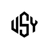 USY letter logo design with polygon shape. USY polygon and cube shape logo design. USY hexagon vector logo template white and black colors. USY monogram, business and real estate logo.