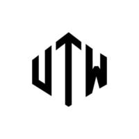 diseño de logotipo de letra utw con forma de polígono. diseño de logotipo en forma de cubo y polígono utw. utw hexágono vector logo plantilla colores blanco y negro. monograma utw, logotipo empresarial y inmobiliario.