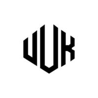 diseño de logotipo de letra uuk con forma de polígono. uuk polígono y diseño de logotipo en forma de cubo. uuk hexágono vector logo plantilla colores blanco y negro. monograma uuk, logotipo comercial y inmobiliario.