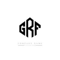 GRF letter logo design with polygon shape. GRF polygon and cube shape logo design. GRF hexagon vector logo template white and black colors. GRF monogram, business and real estate logo.