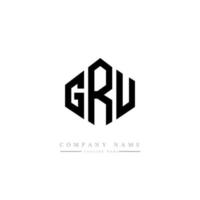 GRU letter logo design with polygon shape. GRU polygon and cube shape logo design. GRU hexagon vector logo template white and black colors. GRU monogram, business and real estate logo.