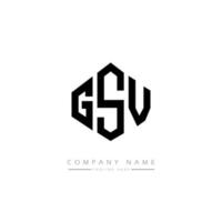 GSV letter logo design with polygon shape. GSV polygon and cube shape logo design. GSV hexagon vector logo template white and black colors. GSV monogram, business and real estate logo.
