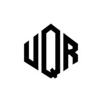 UQR letter logo design with polygon shape. UQR polygon and cube shape logo design. UQR hexagon vector logo template white and black colors. UQR monogram, business and real estate logo.