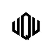 diseño de logotipo de letra uqu con forma de polígono. uqu polígono y diseño de logotipo en forma de cubo. uqu hexágono vector logo plantilla colores blanco y negro. monograma uqu, logotipo comercial e inmobiliario.