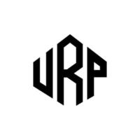 URP letter logo design with polygon shape. URP polygon and cube shape logo design. URP hexagon vector logo template white and black colors. URP monogram, business and real estate logo.