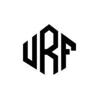 URF letter logo design with polygon shape. URF polygon and cube shape logo design. URF hexagon vector logo template white and black colors. URF monogram, business and real estate logo.