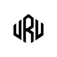 URU letter logo design with polygon shape. URU polygon and cube shape logo design. URU hexagon vector logo template white and black colors. URU monogram, business and real estate logo.