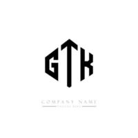 GTK letter logo design with polygon shape. GTK polygon and cube shape logo design. GTK hexagon vector logo template white and black colors. GTK monogram, business and real estate logo.