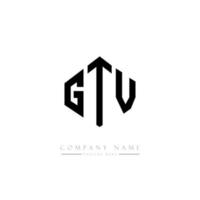 GTV letter logo design with polygon shape. GTV polygon and cube shape logo design. GTV hexagon vector logo template white and black colors. GTV monogram, business and real estate logo.