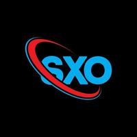 SXO logo. SXO letter. SXO letter logo design. Initials SXO logo linked with circle and uppercase monogram logo. SXO typography for technology, business and real estate brand. vector