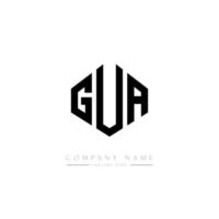 GUA letter logo design with polygon shape. GUA polygon and cube shape logo design. GUA hexagon vector logo template white and black colors. GUA monogram, business and real estate logo.