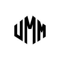 diseño de logotipo de letra umm con forma de polígono. umm polígono y diseño de logotipo en forma de cubo. umm hexágono vector logo plantilla colores blanco y negro. umm monograma, logotipo comercial e inmobiliario.