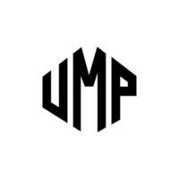 UMP letter logo design with polygon shape. UMP polygon and cube shape logo design. UMP hexagon vector logo template white and black colors. UMP monogram, business and real estate logo.